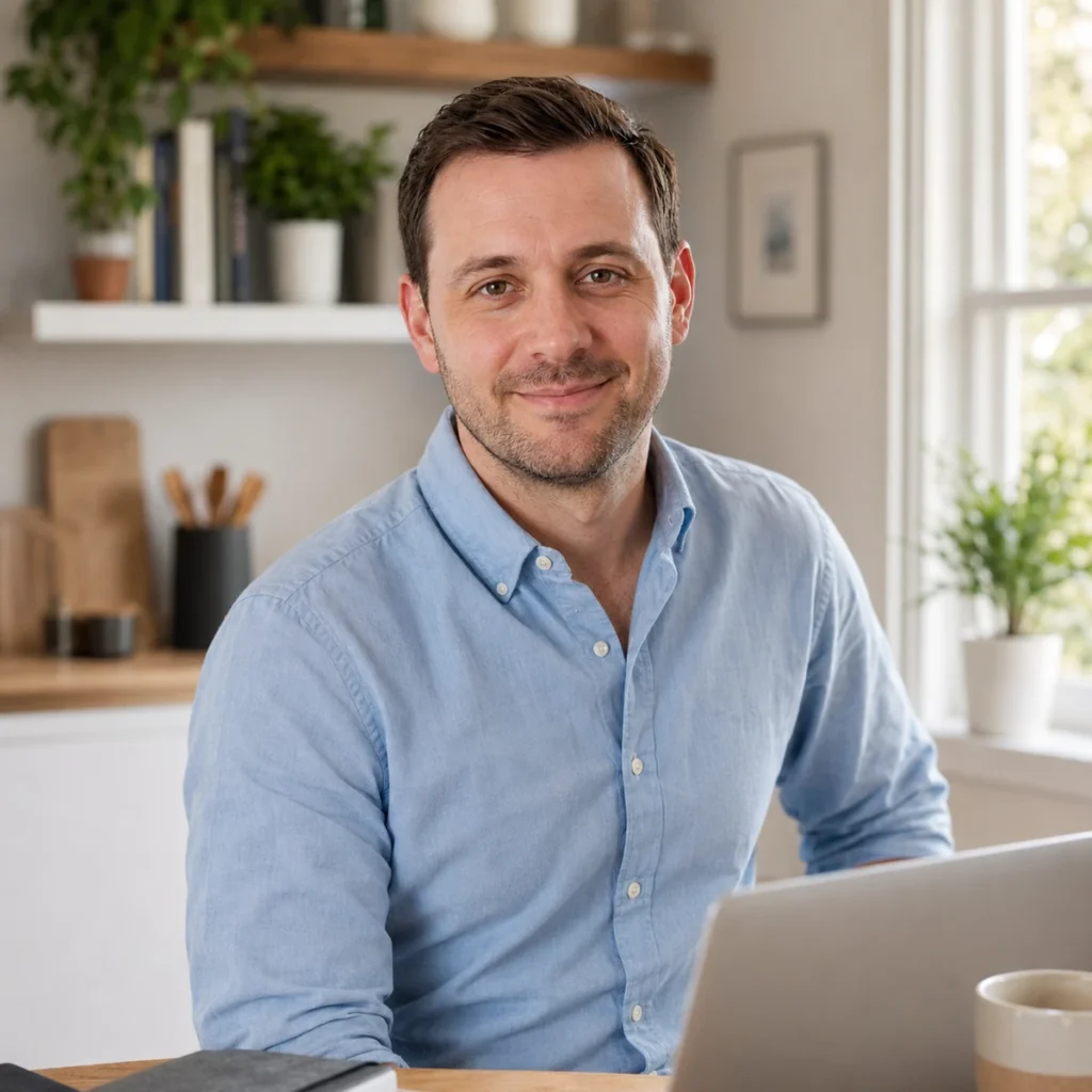 David Hayes, writer at The Clever Everyday, in a bright home interior