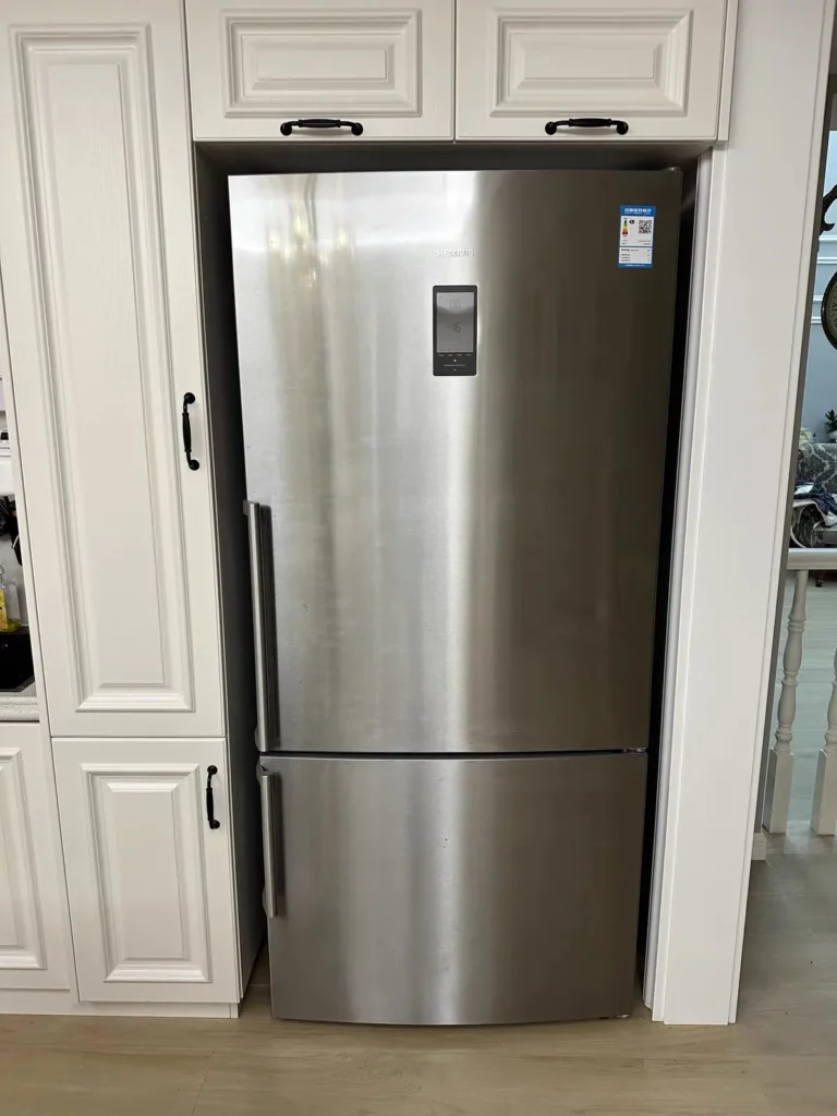 Stainless steel refrigerator surface after cleaning