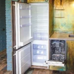 Empty refrigerator interior cooling down before food is added