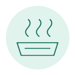 Cat litter box with three rising odor lines.
