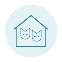 House outline with two cats inside.