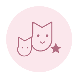 Two cats of different sizes with a small star.